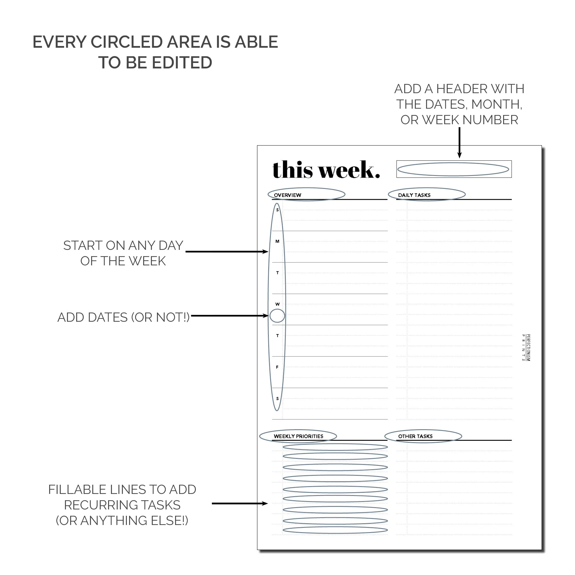 Editable Weekly // Plan With Bee x Perfectionism Prints Collab