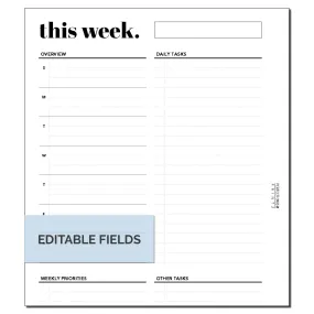Editable Weekly // Plan With Bee x Perfectionism Prints Collab
