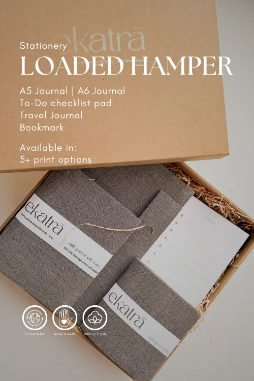 Ekatra Eco Friendly Solid Beige Stationery Loaded Gift Hamper