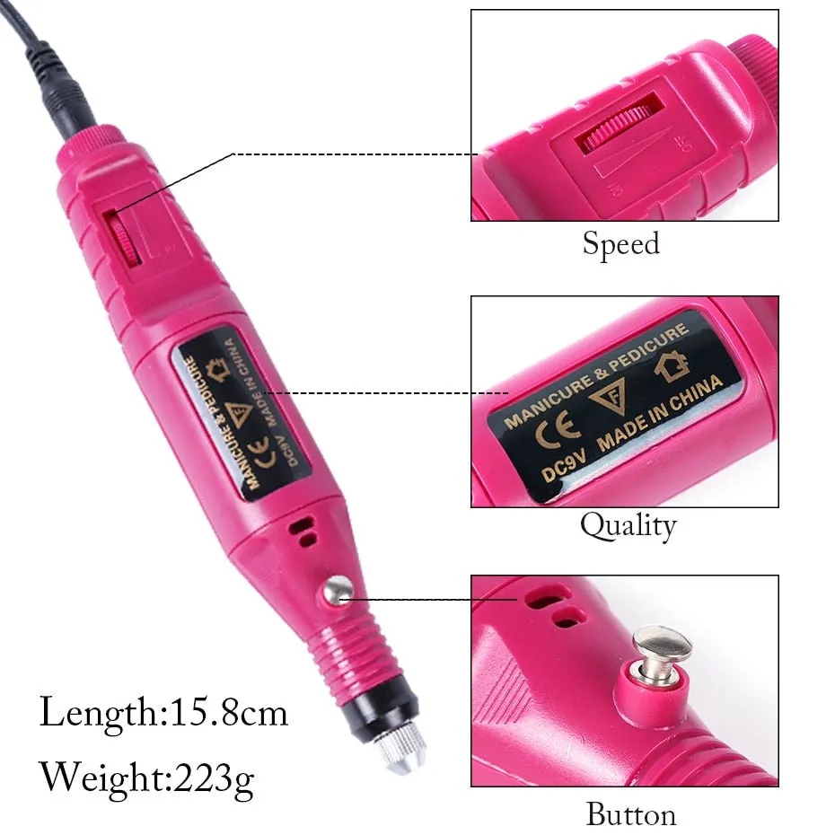 Electric Nail Drill Machine Set - Grinding Equipment Mill For Professional Manicure Pedicure