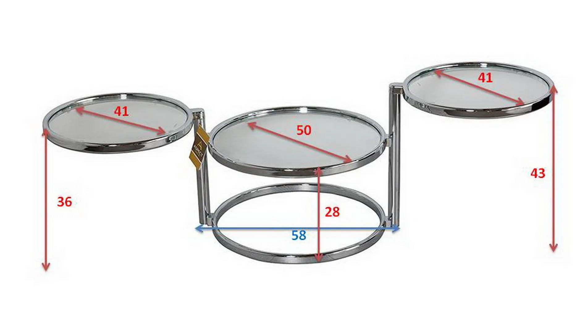 Eternity Coffee Table with Swivel Motion, Metal Chrome/Clear
