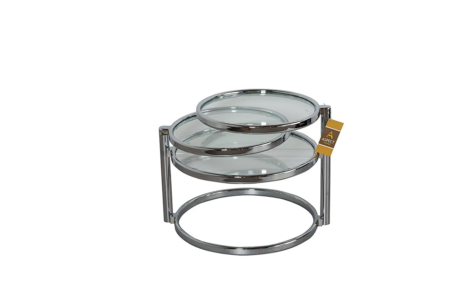 Eternity Coffee Table with Swivel Motion, Metal Chrome/Clear