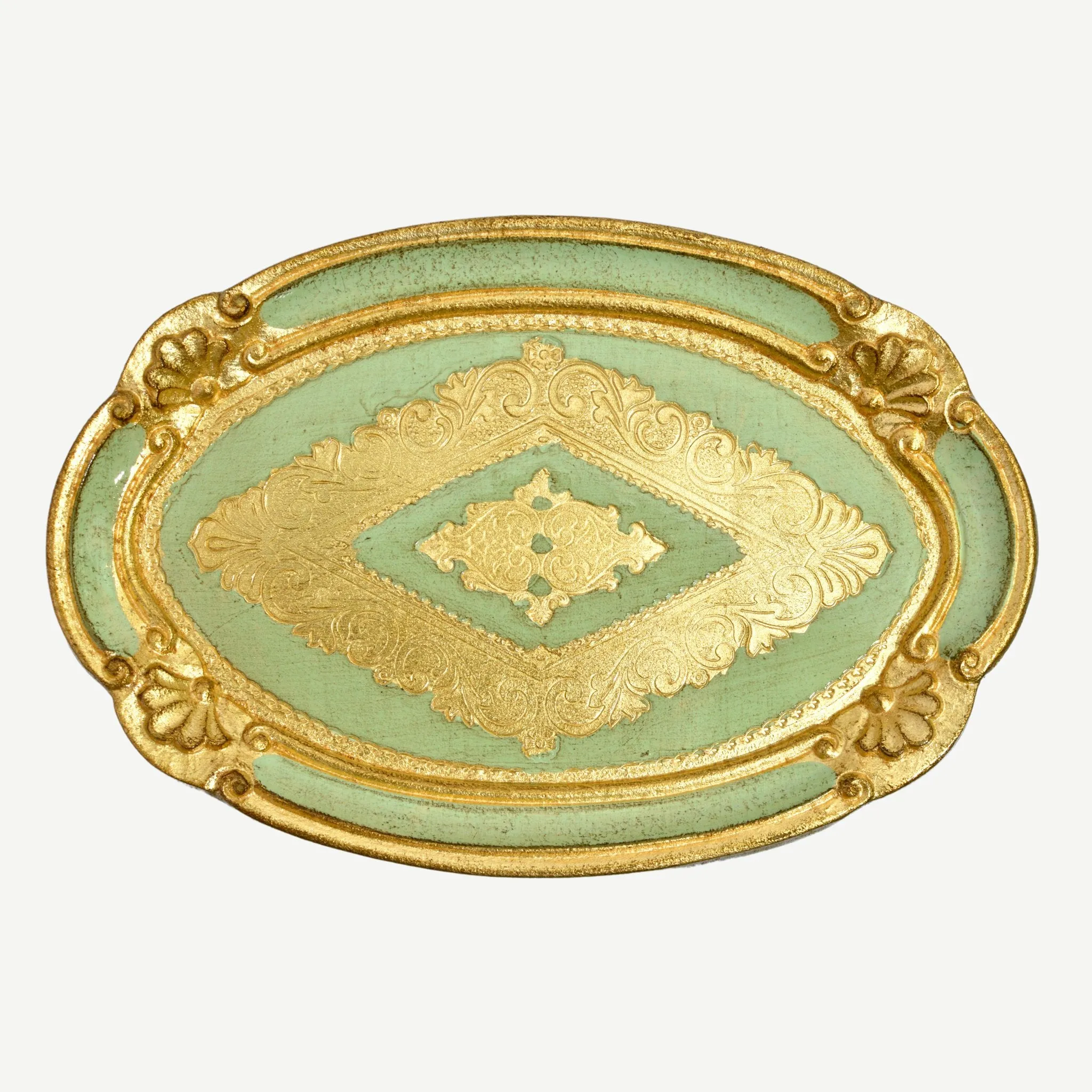 Florentine Carved Wood Oval Mini Tray, Made in Italy
