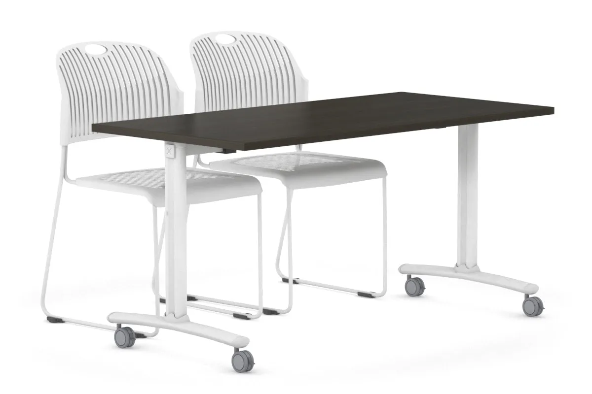 Folding / Flip Top Mobile Meeting Room Table with Wheel Legs Domino [1200L x 700W]