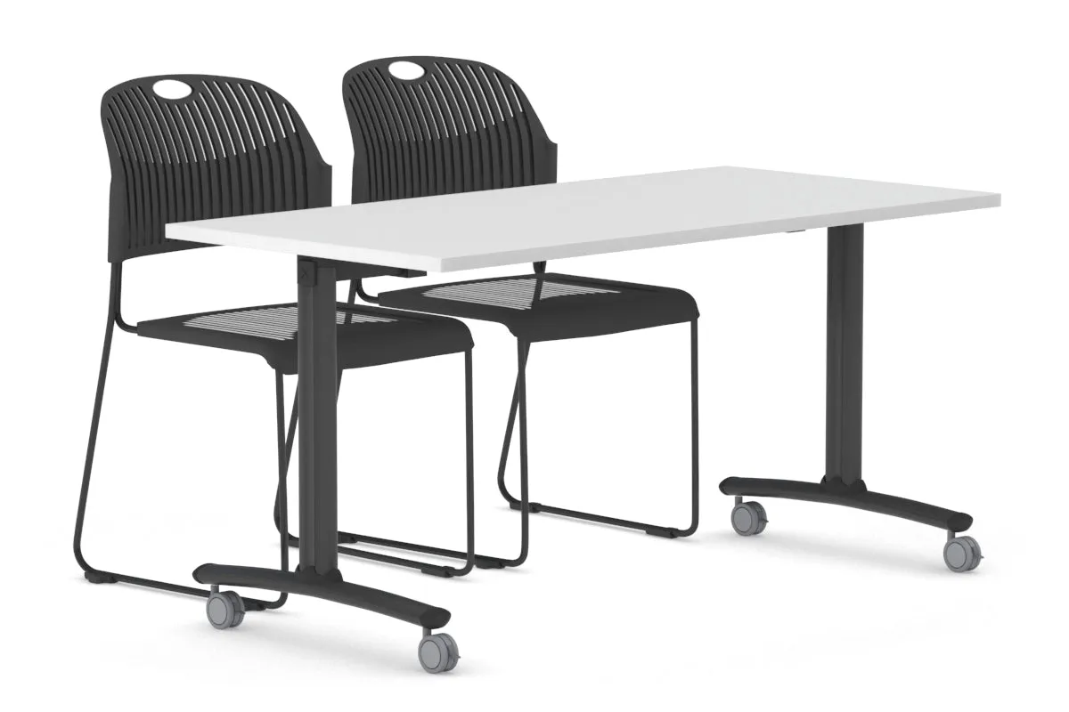 Folding / Flip Top Mobile Meeting Room Table with Wheel Legs Domino [1200L x 700W]