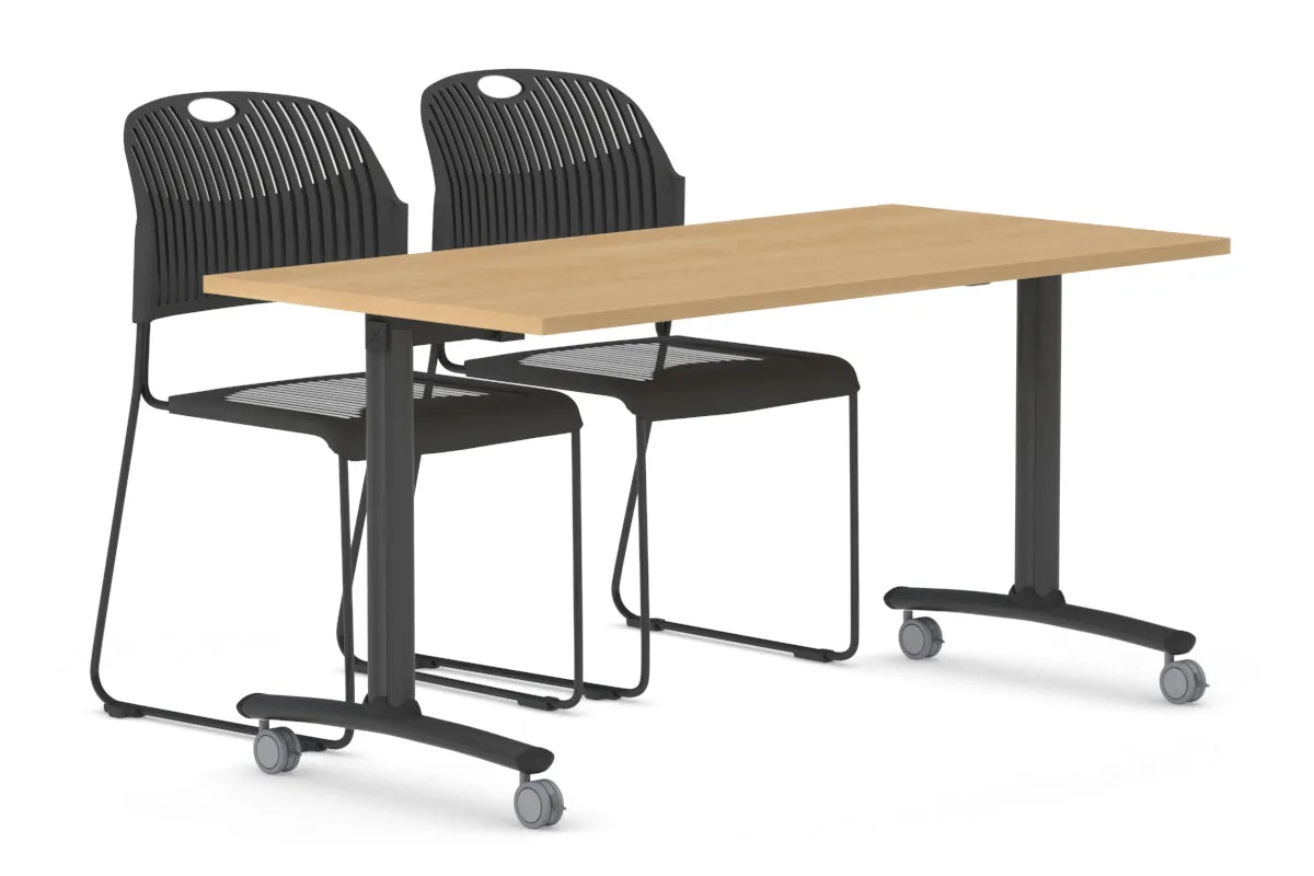 Folding / Flip Top Mobile Meeting Room Table with Wheel Legs Domino [1200L x 700W]