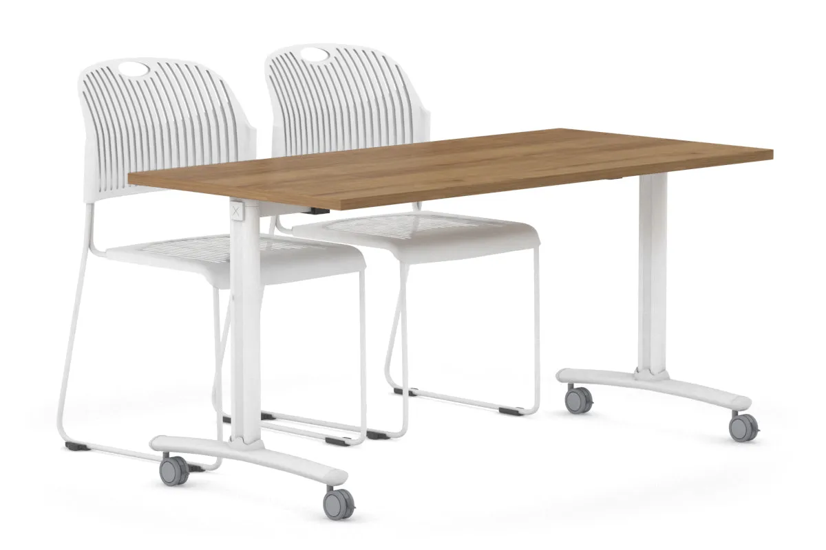 Folding / Flip Top Mobile Meeting Room Table with Wheel Legs Domino [1200L x 700W]