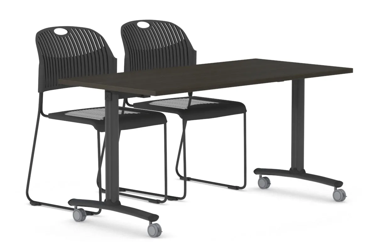 Folding / Flip Top Mobile Meeting Room Table with Wheel Legs Domino [1200L x 700W]