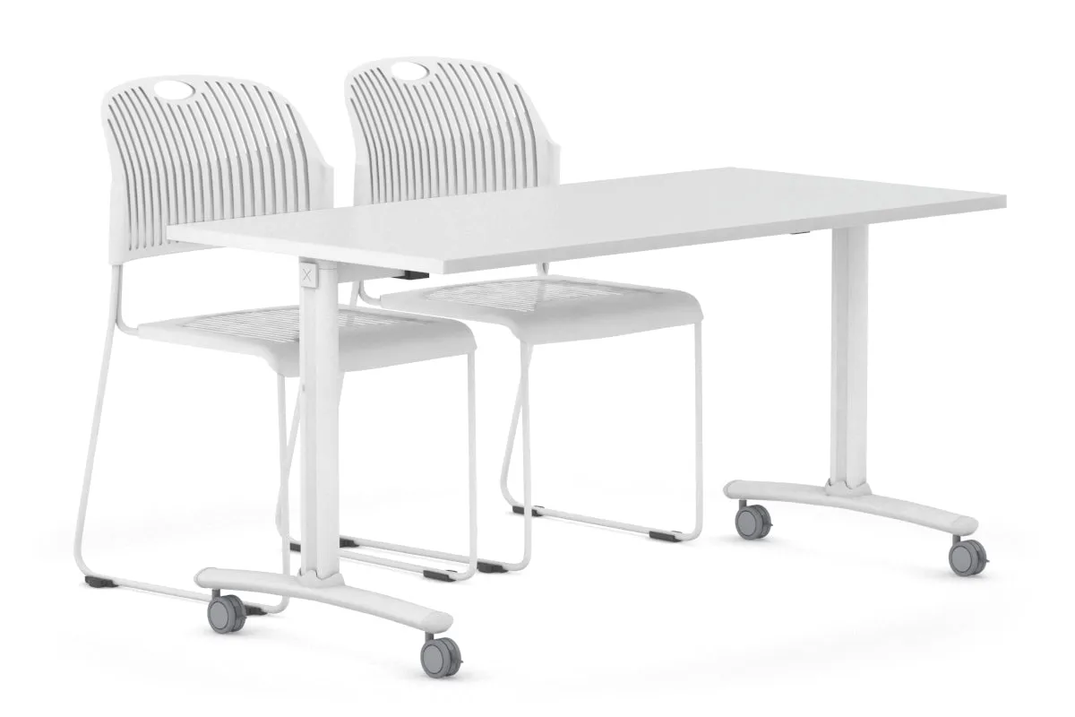 Folding / Flip Top Mobile Meeting Room Table with Wheel Legs Domino [1200L x 700W]