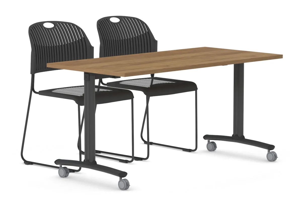 Folding / Flip Top Mobile Meeting Room Table with Wheel Legs Domino [1200L x 700W]