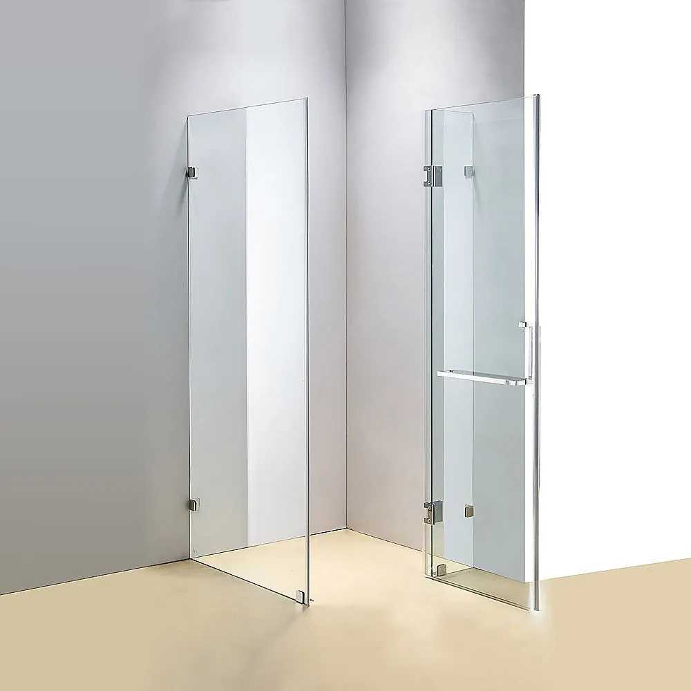 Frameless 10mm Glass Shower Screen, 1000x800mm, Chrome by Della Francesca