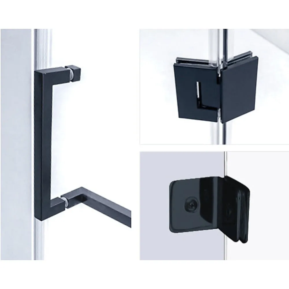 Frameless 10mm Glass Shower Screen, 100x100cm, BLACK
