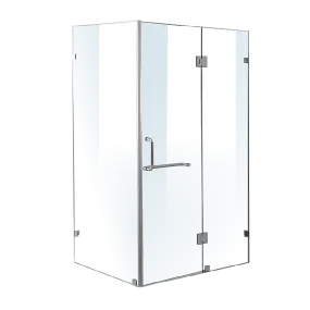 Frameless 10mm Glass Shower Screen, 900x900mm, Chrome Hardware