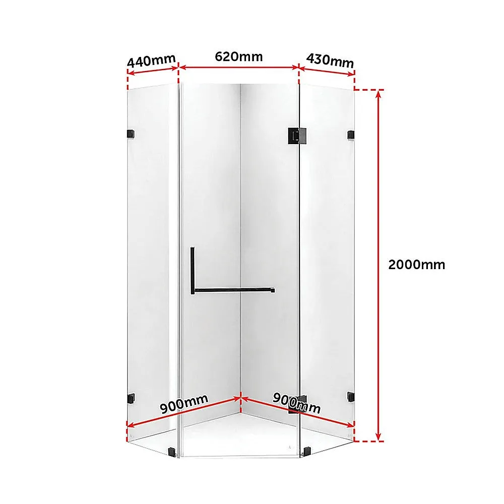 Frameless 10mm Glass Shower Screen 900x900mm, Hygienic