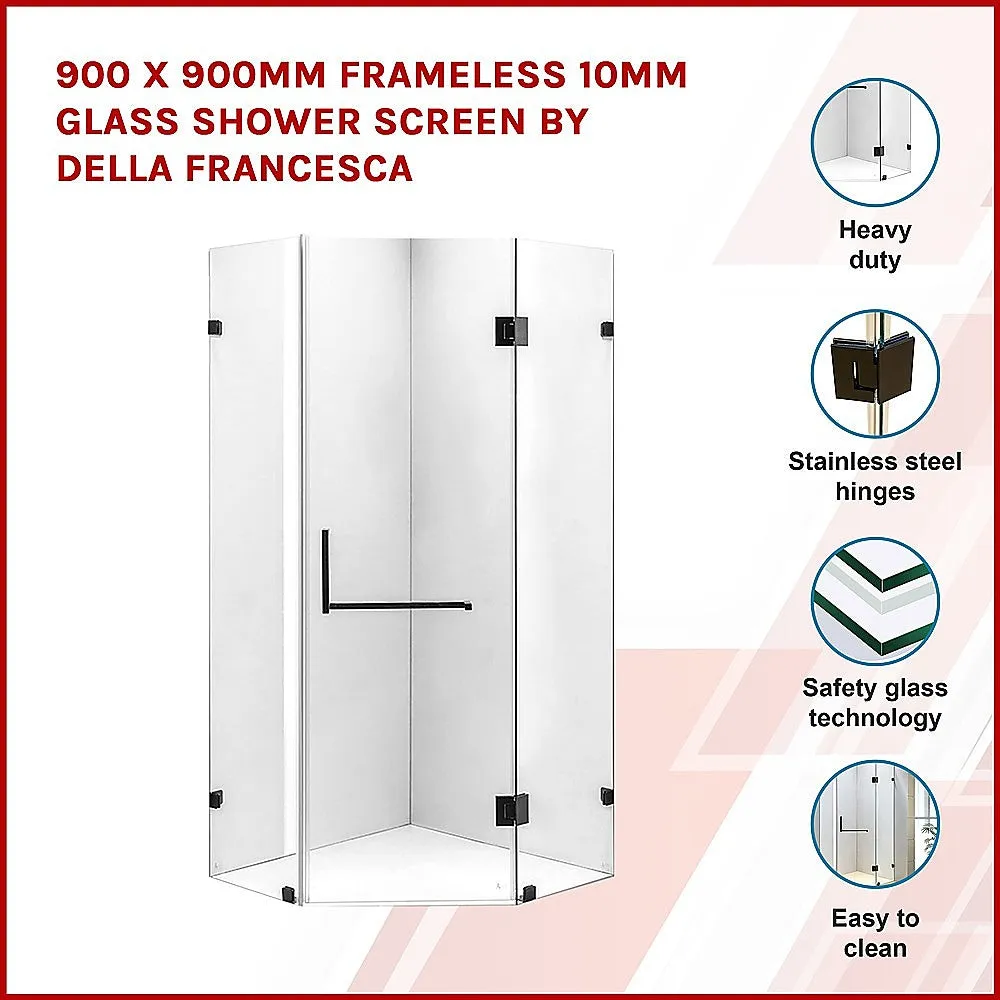 Frameless 10mm Glass Shower Screen 900x900mm, Hygienic