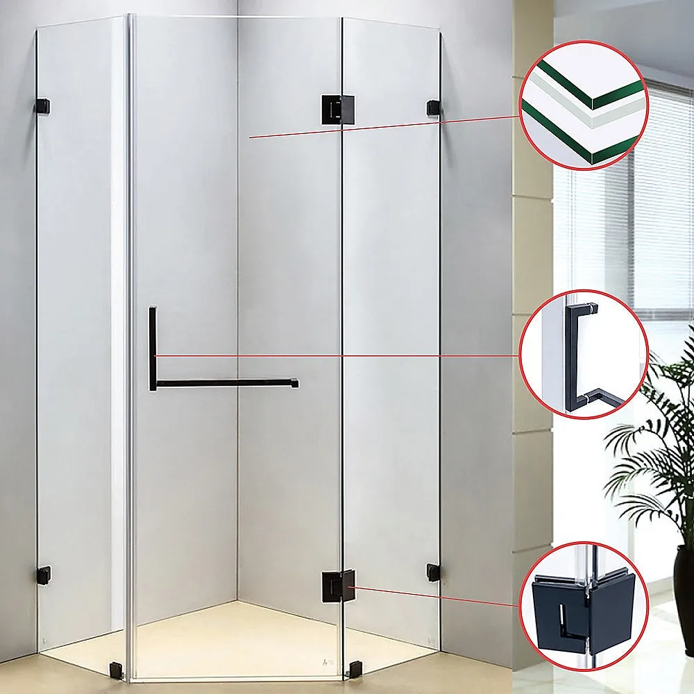 Frameless 10mm Glass Shower Screen 900x900mm, Hygienic