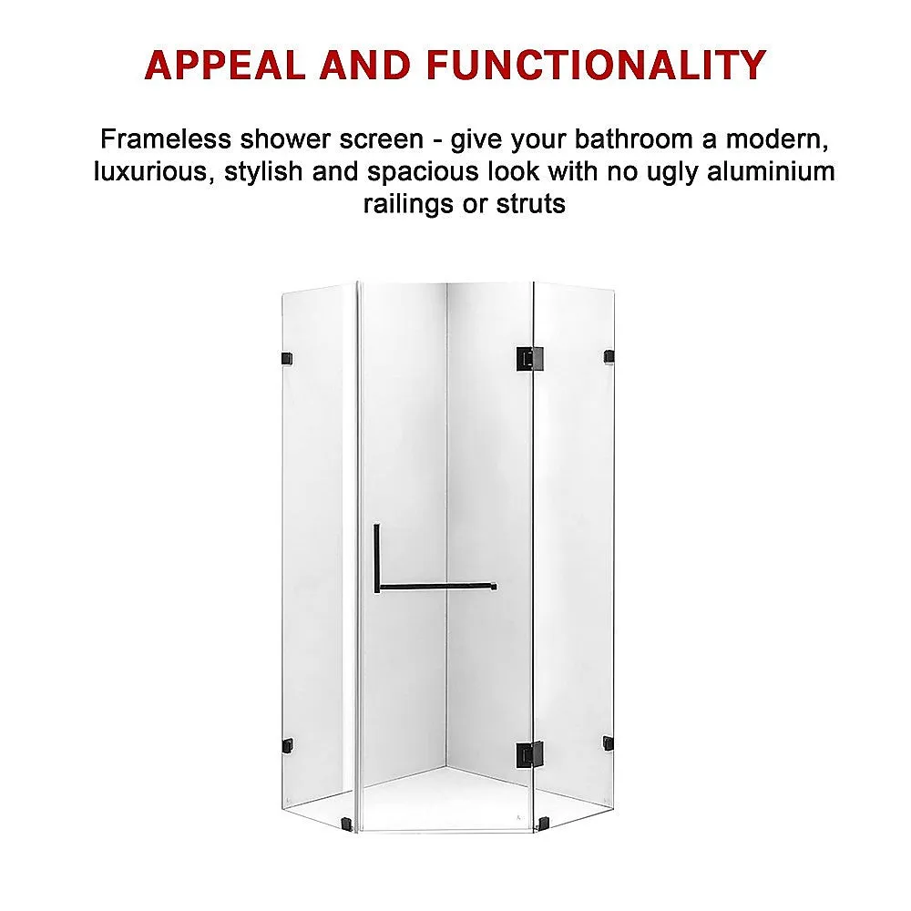 Frameless 10mm Glass Shower Screen 900x900mm, Hygienic