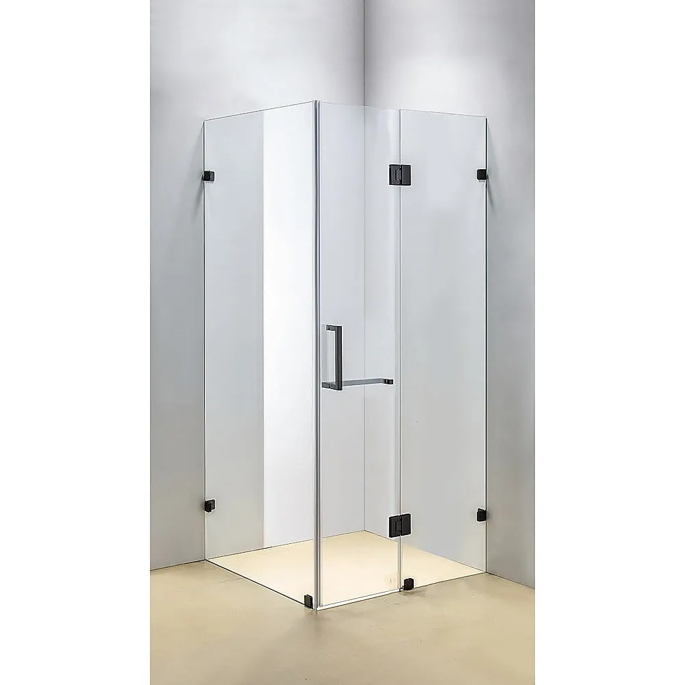 Frameless 10mm Glass Shower Screen, Black Hardware - Della Francesca