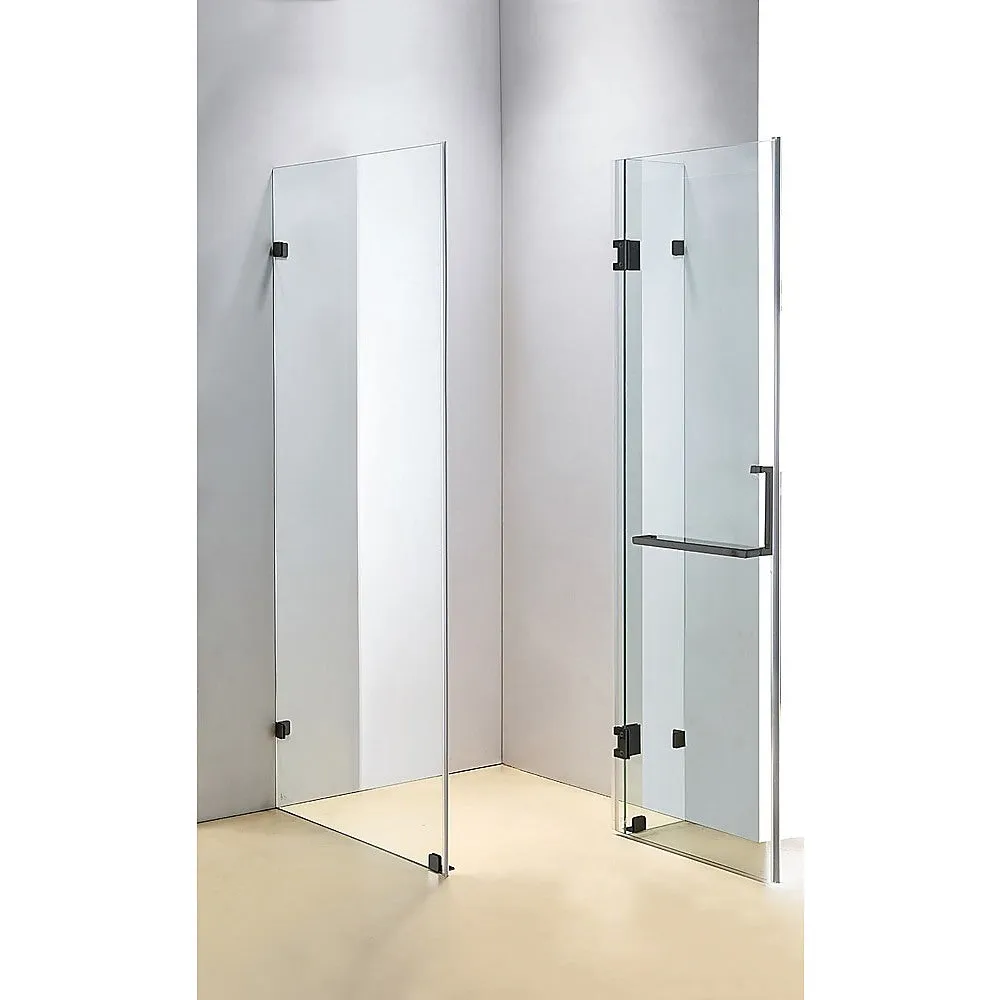 Frameless 10mm Glass Shower Screen, Black Hardware - Della Francesca