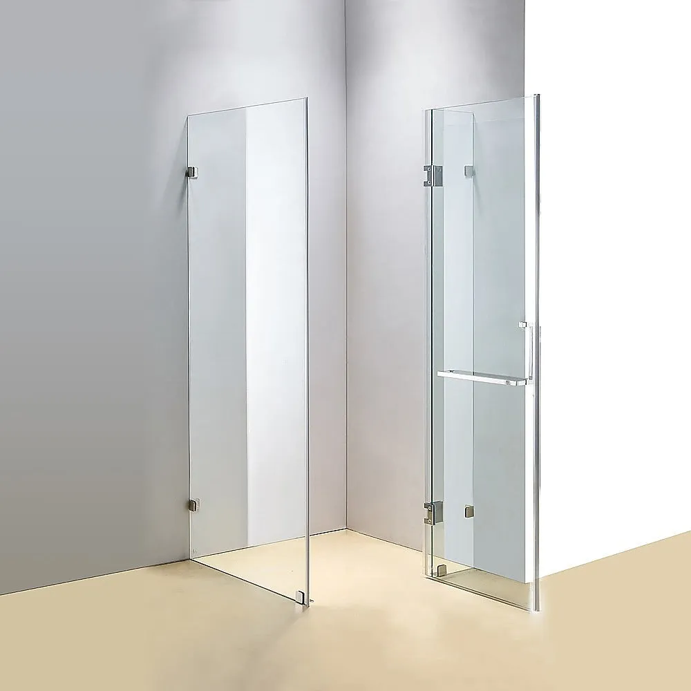 Frameless 10mm Glass Shower Screen, Chrome, 90x80cm