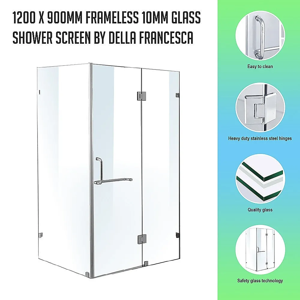 Frameless 10mm Glass Shower Screen, Stainless Hinges, Della Francesca