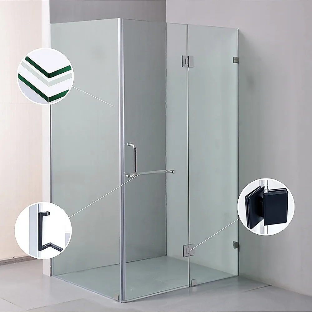 Frameless 10mm Glass Shower Screen, Stainless Hinges, Della Francesca