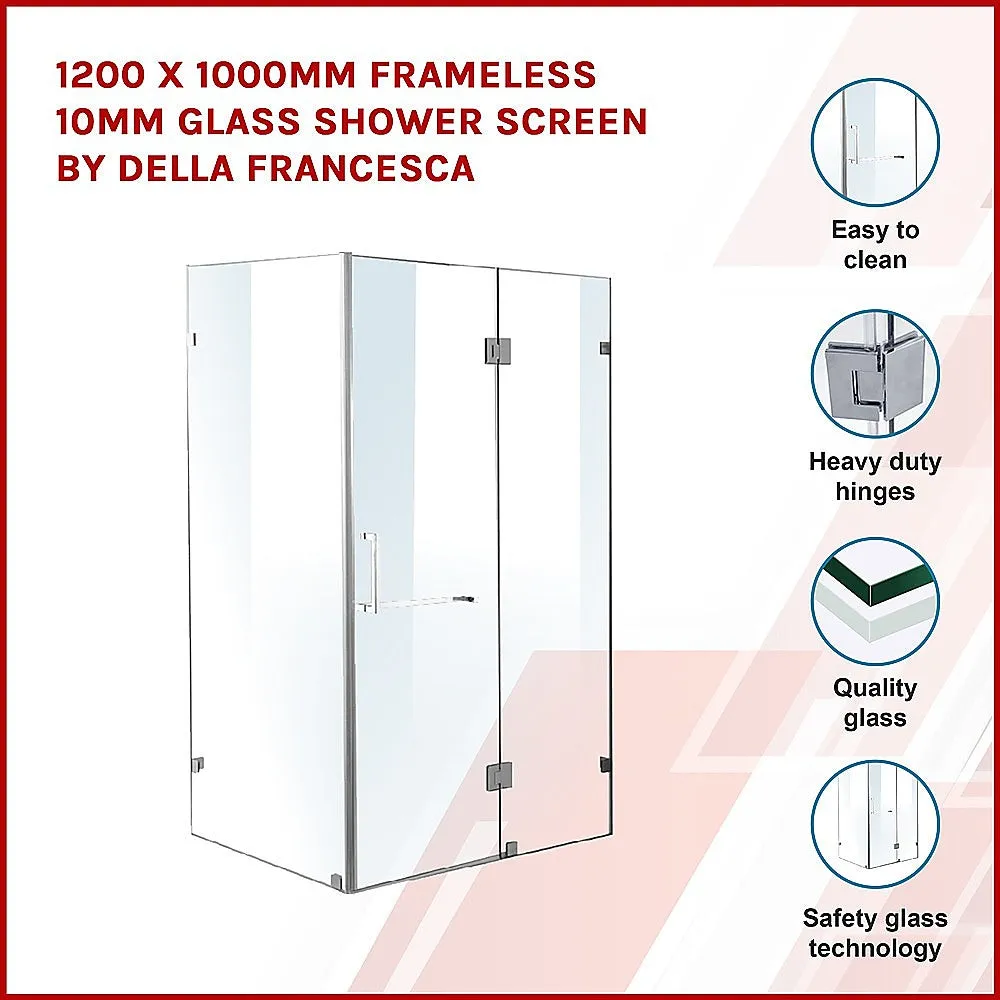 Frameless 10mm Safety Glass Shower Screen, 1200x1000mm by Della Francesca