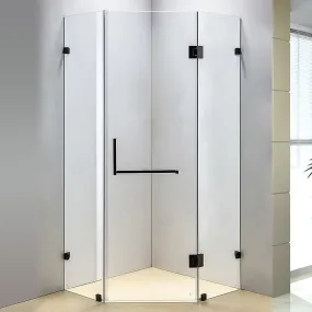 Frameless Glass Shower Screen, 10mm, Stainless Steel, Black - Della Francesca