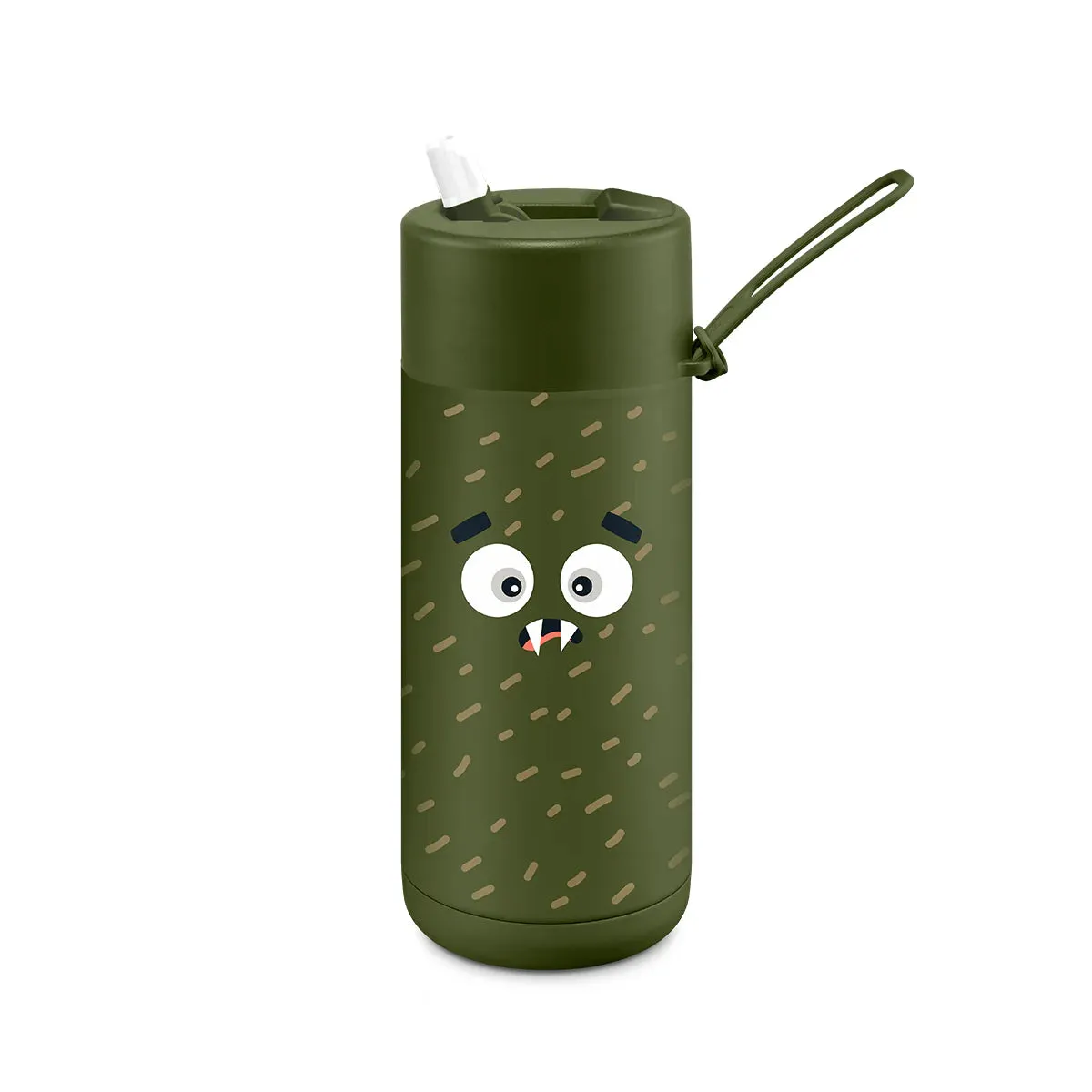 Frank Green Frankster Kids Ceramic Reusable Bottle with Flip Straw Lid 16oz / 475ml - Khaki Scout