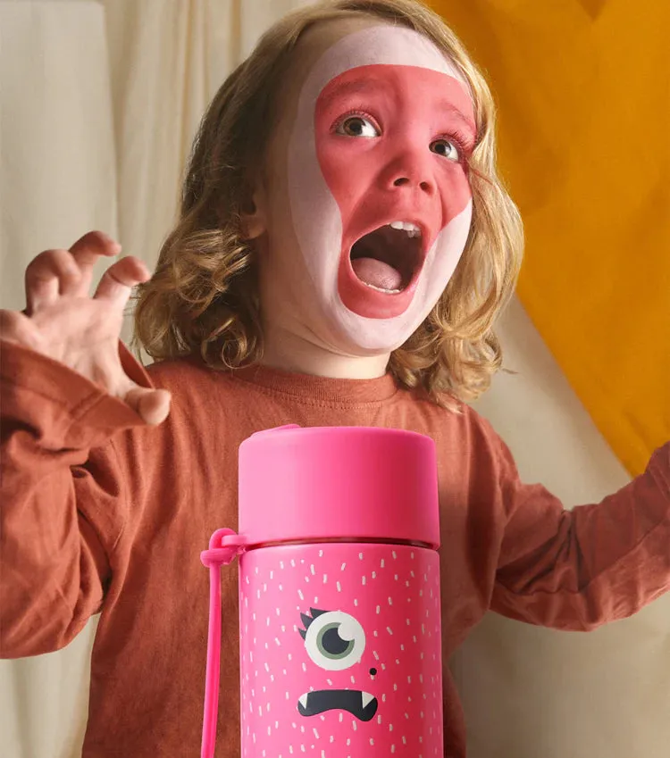 Frank Green Frankster Kids Ceramic Reusable Bottle with Flip Straw Lid 16oz / 475ml - Neon Pink Piper