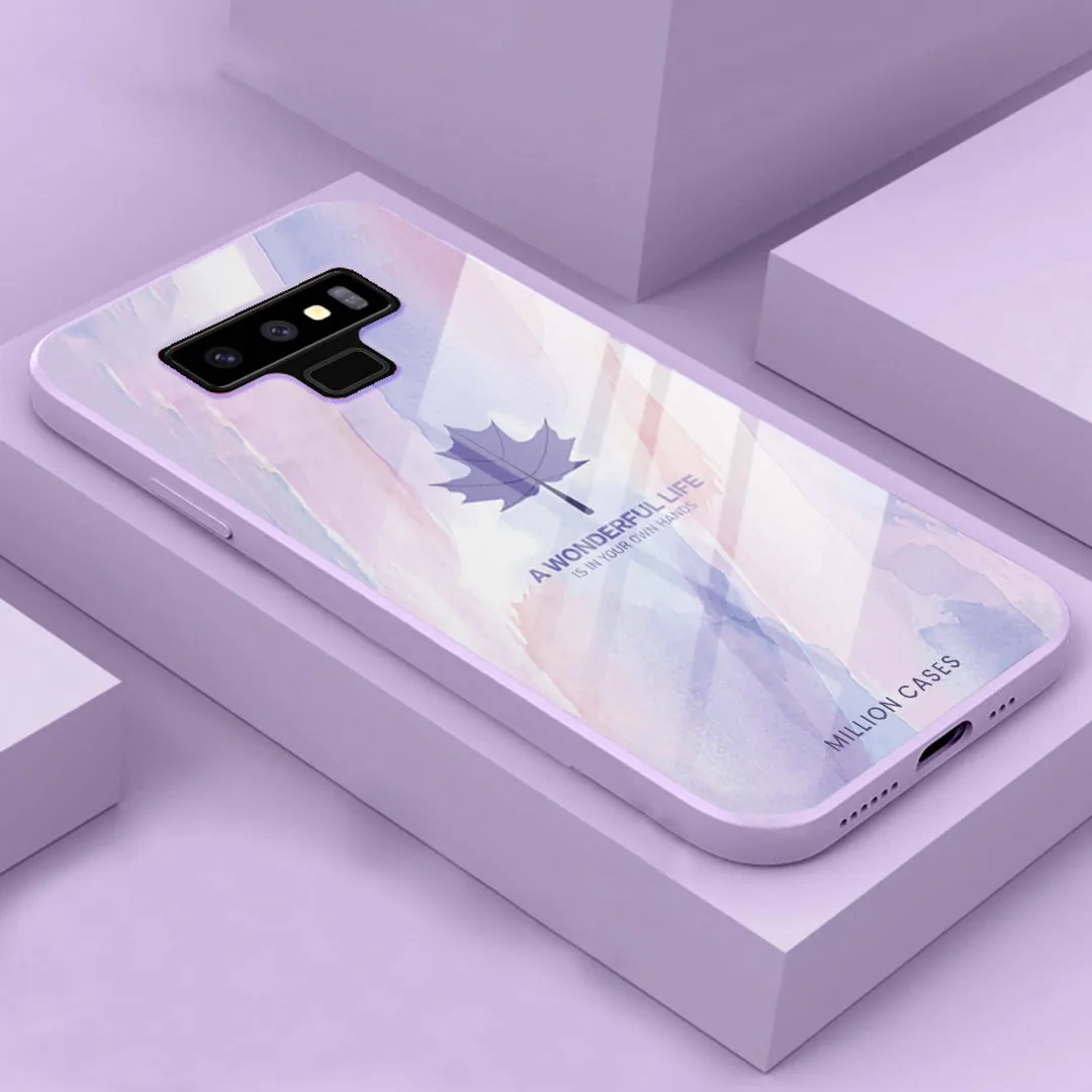 Galaxy Series Watercolor Mapple Leaf Glass Case