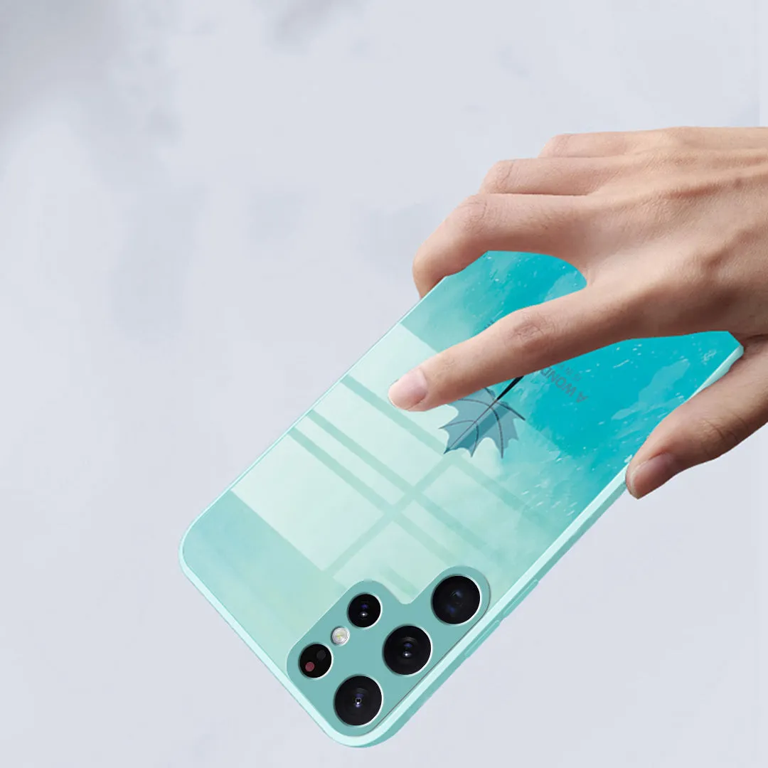 Galaxy Series Watercolor Mapple Leaf Glass Case