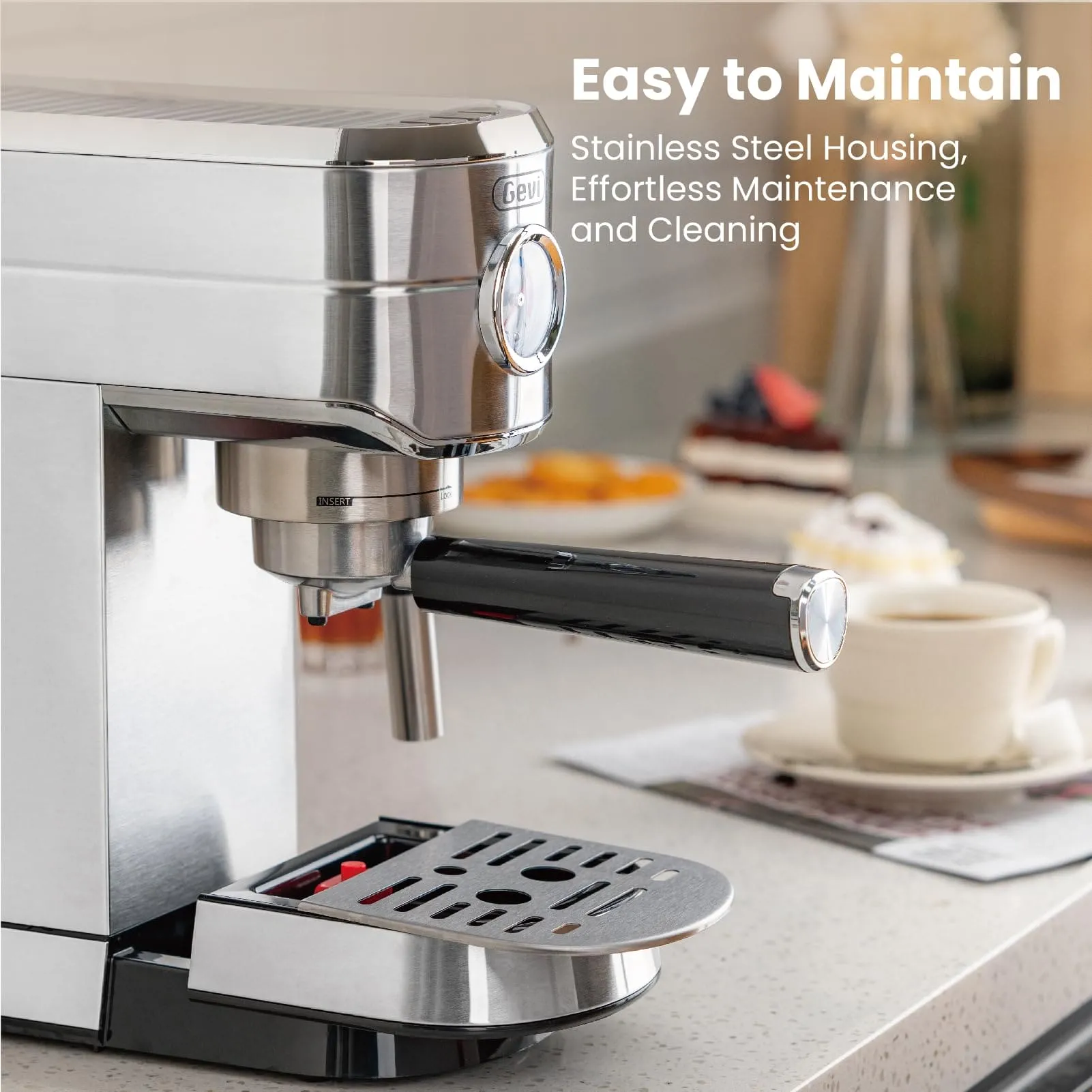 Gevi Espresso Machine 20 Bar with Automatic Milk Frother, Professional Espresso Maker with Adjustable Shot Volume, Compact Express coffee machine for Cappuccino, Latte, Gift for Coffee Lover