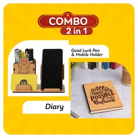 Good Luck Desk Organizer with Diary Combo | Laughing Buddha | Motivational Quote Diary