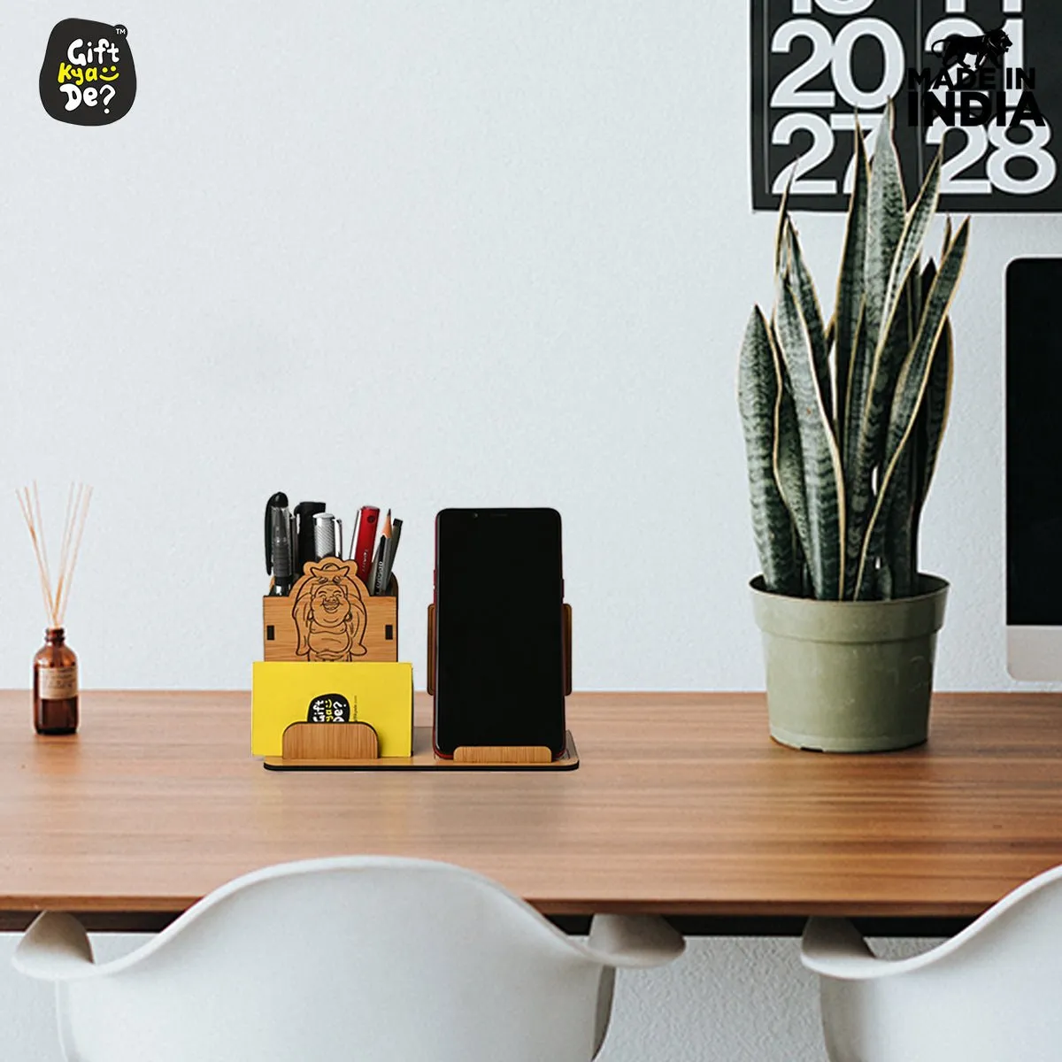 Good Luck Desk Organizer with Diary Combo | Laughing Buddha | Motivational Quote Diary