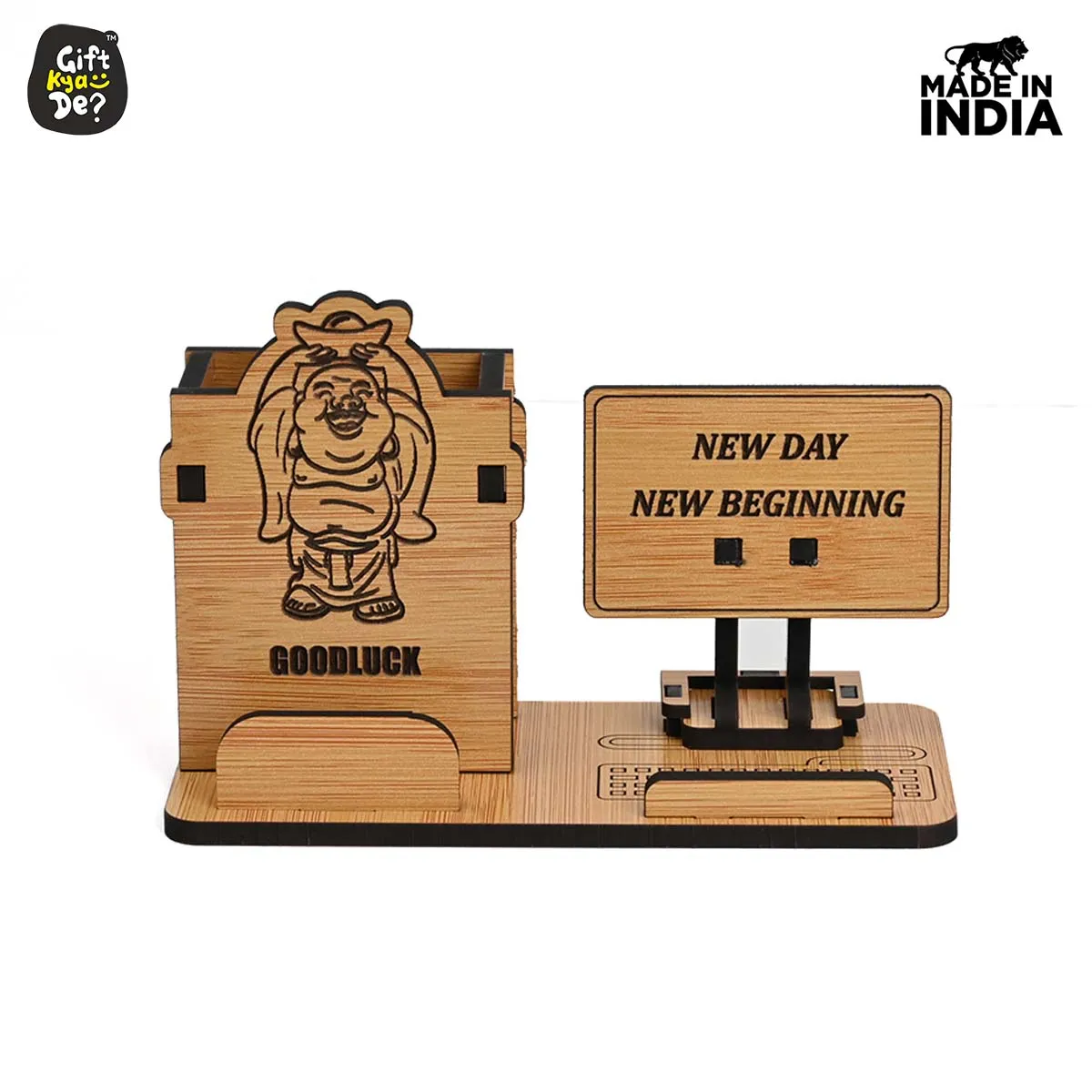 Good Luck Desk Organizer with Diary Combo | Laughing Buddha | Motivational Quote Diary