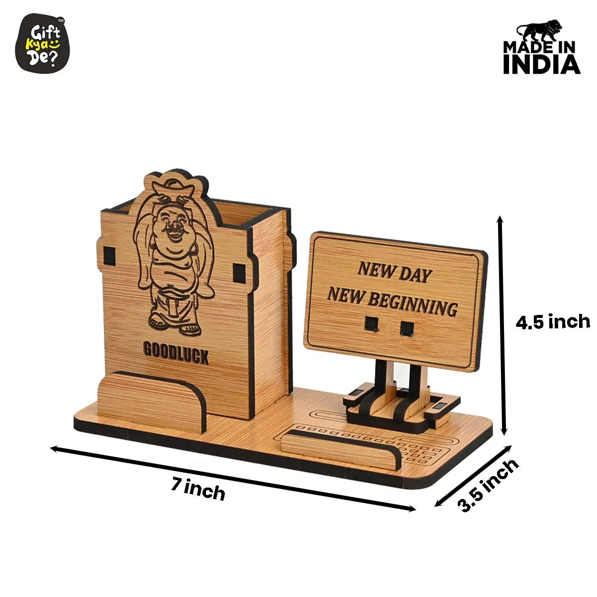 Good Luck Desk Organizer with Diary Combo | Laughing Buddha | Motivational Quote Diary