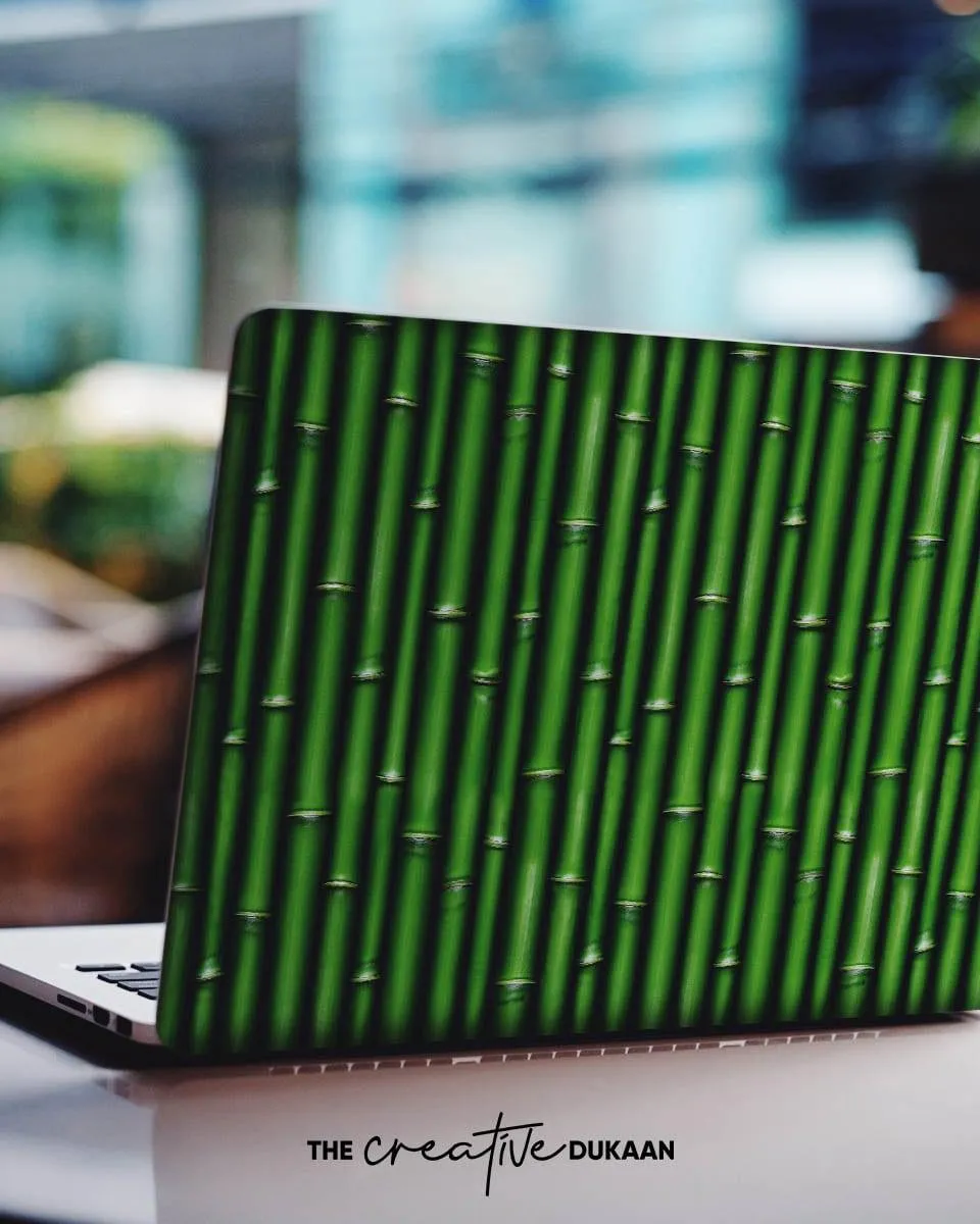Green Cool Laptop Skin With Lucky Bamboo Design
