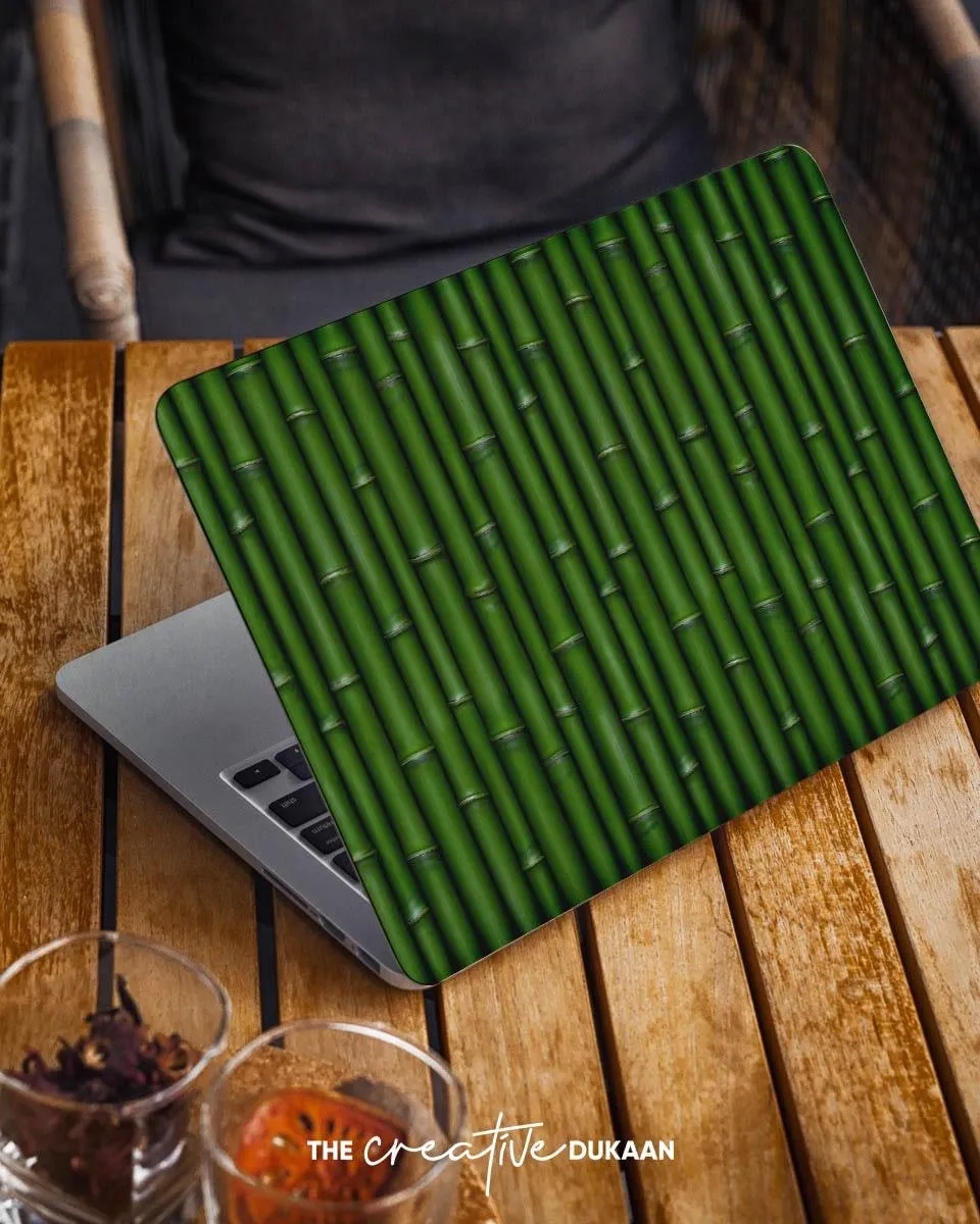 Green Cool Laptop Skin With Lucky Bamboo Design