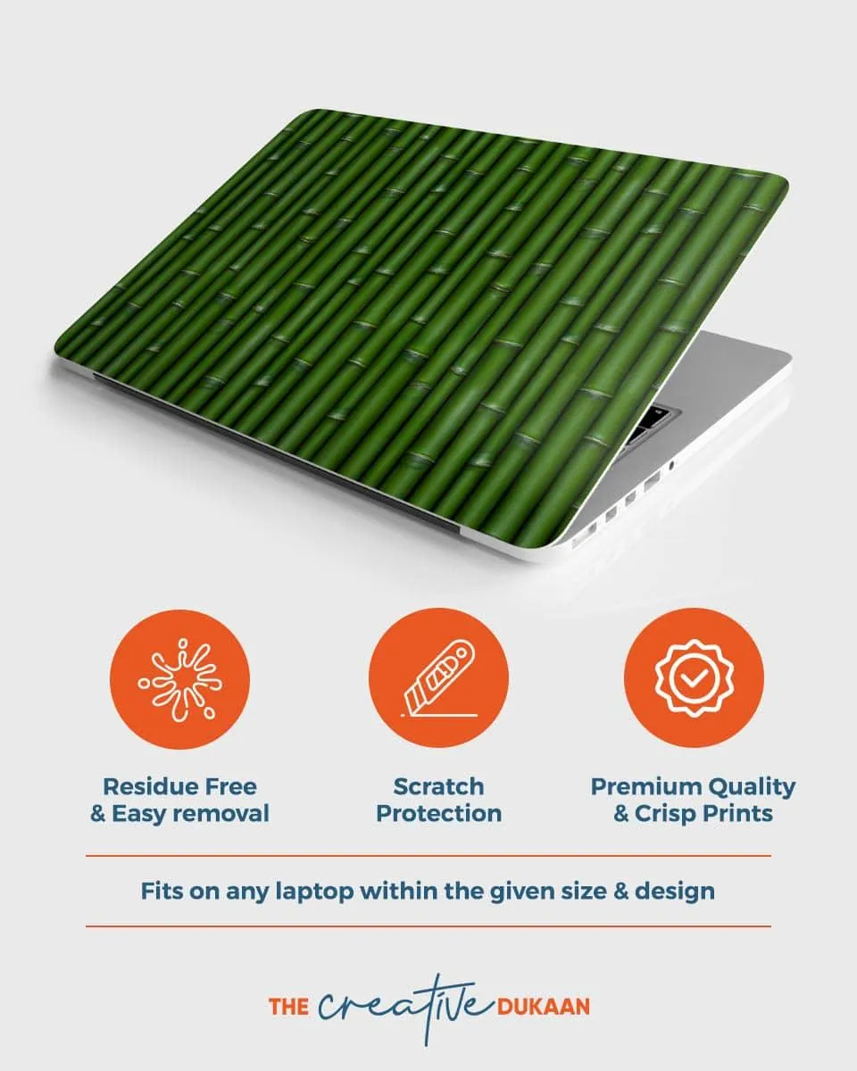 Green Cool Laptop Skin With Lucky Bamboo Design