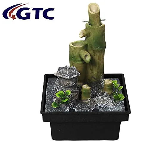 GTC Water Fountain Bamboo Nature Show Piece for Home Decorative for Drawing Room Living Room Waterfall Decorative Item with Mini Water Pump (ITN-9071)