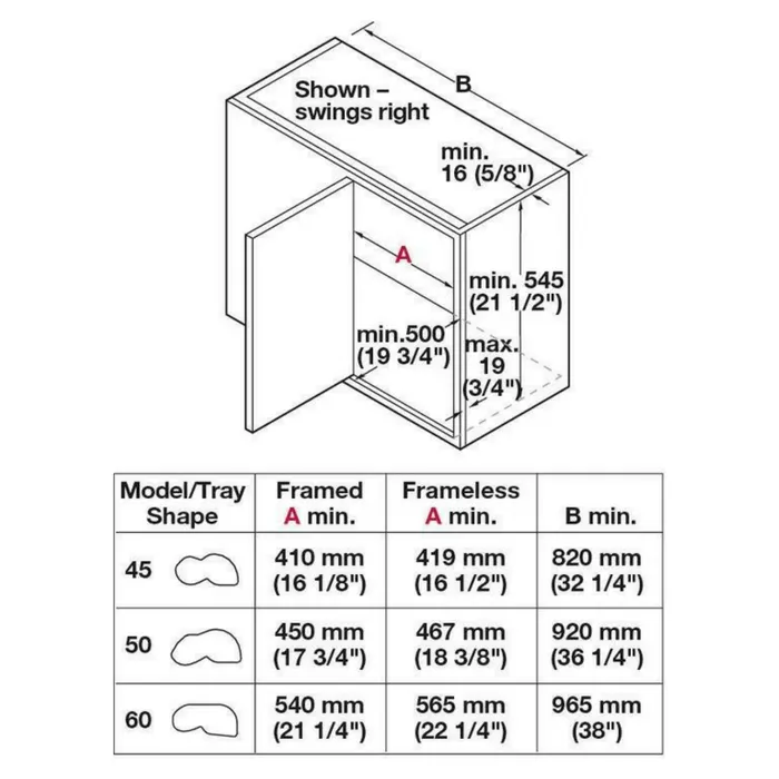 Hafele LeMans II Set for Blind Corner Cabinets