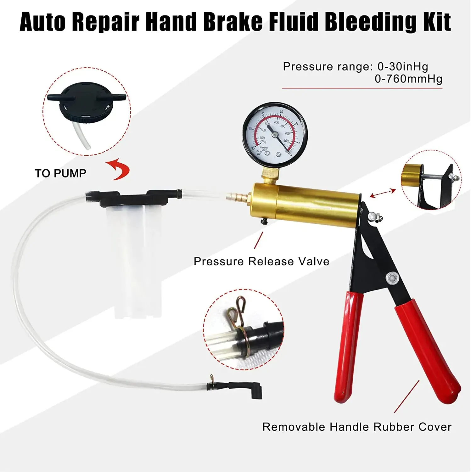 Hand Held Vacuum Pressure Pump Tester Set Brake Fluid Bleeder Bleeding Kit   Box