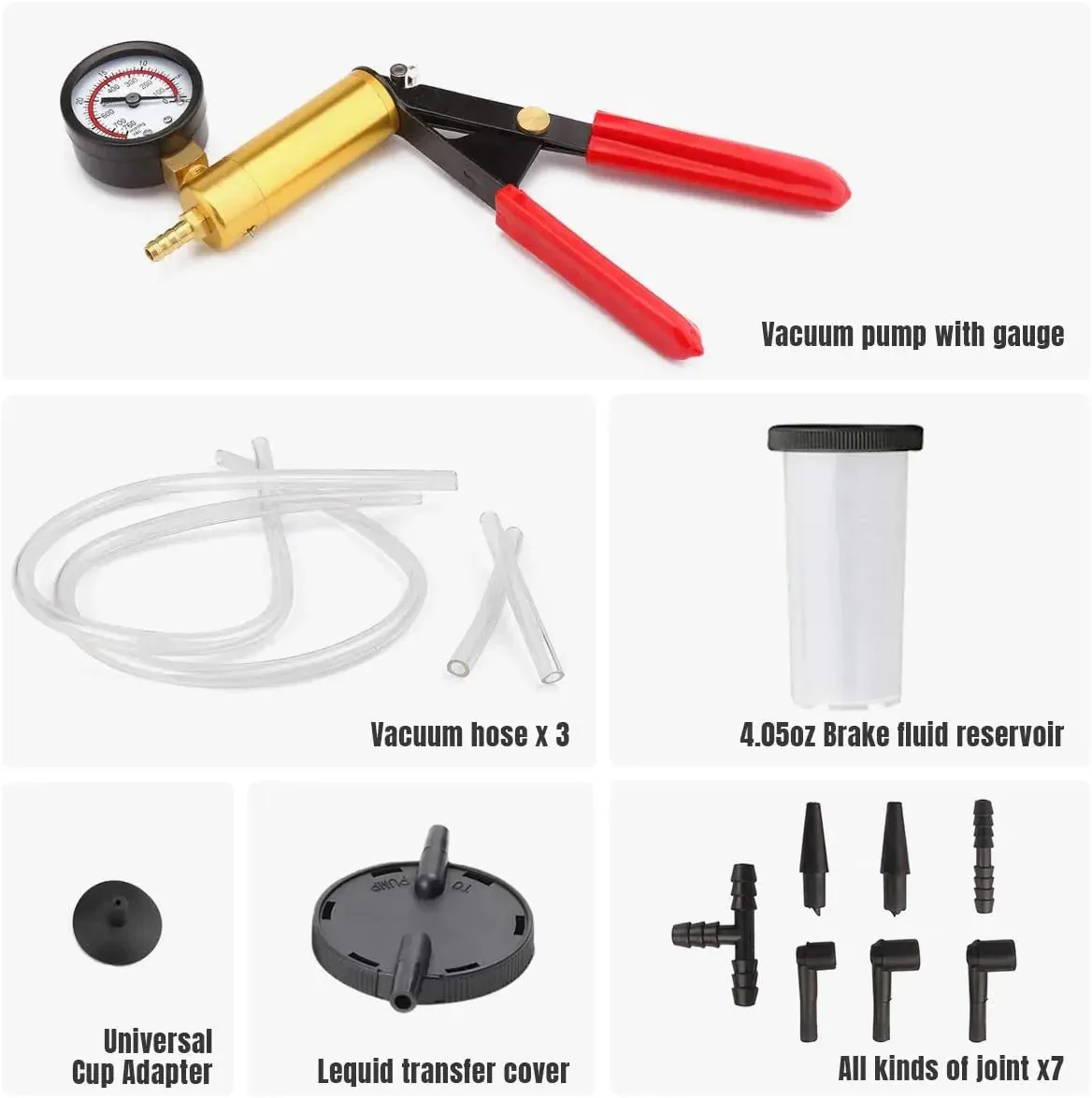 Hand Held Vacuum Pressure Pump Tester Set Brake Fluid Bleeder Bleeding Kit   Box