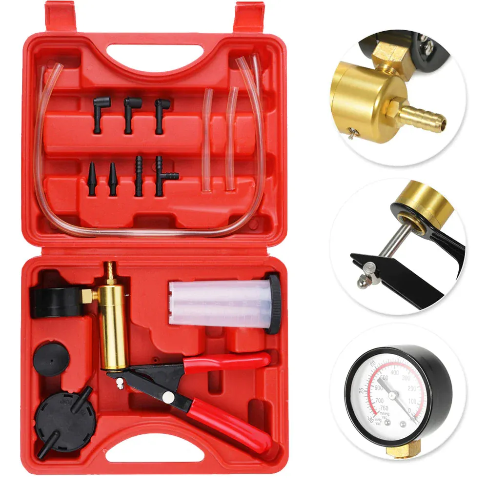 Hand Held Vacuum Pressure Pump Tester Set Brake Fluid Bleeder Bleeding Kit   Box