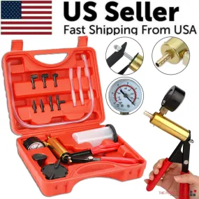 Hand Held Vacuum Pressure Pump Tester Set Brake Fluid Bleeder Bleeding Kit   Box
