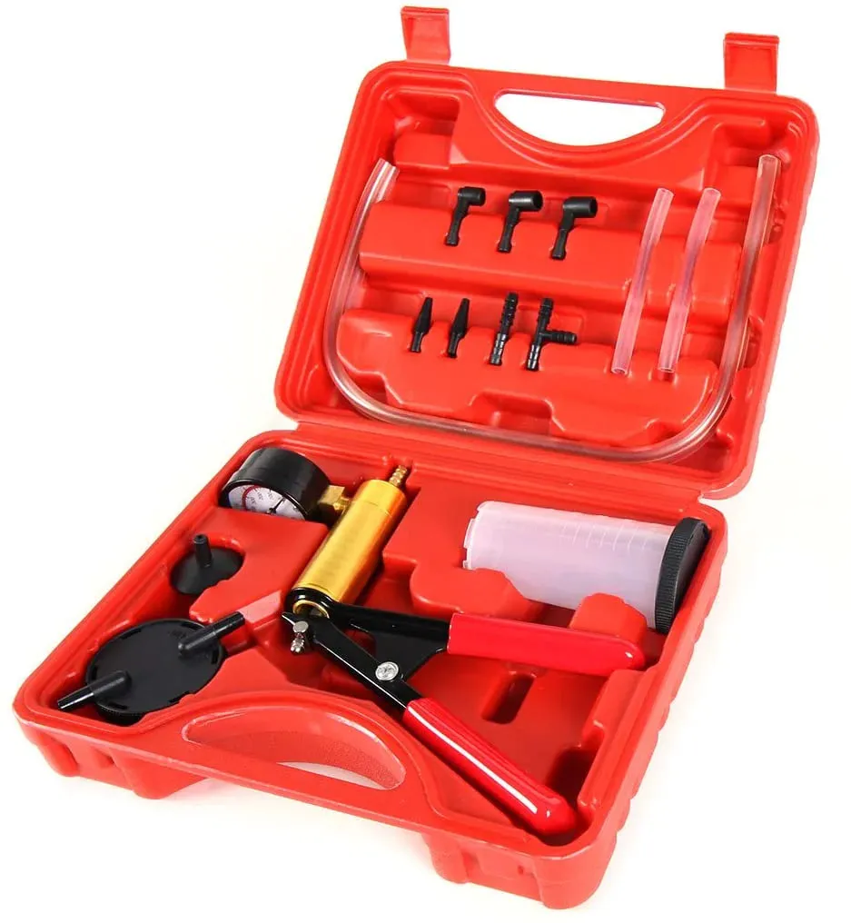 Hand Held Vacuum Pressure Pump Tester Set Brake Fluid Bleeder Bleeding Kit   Box