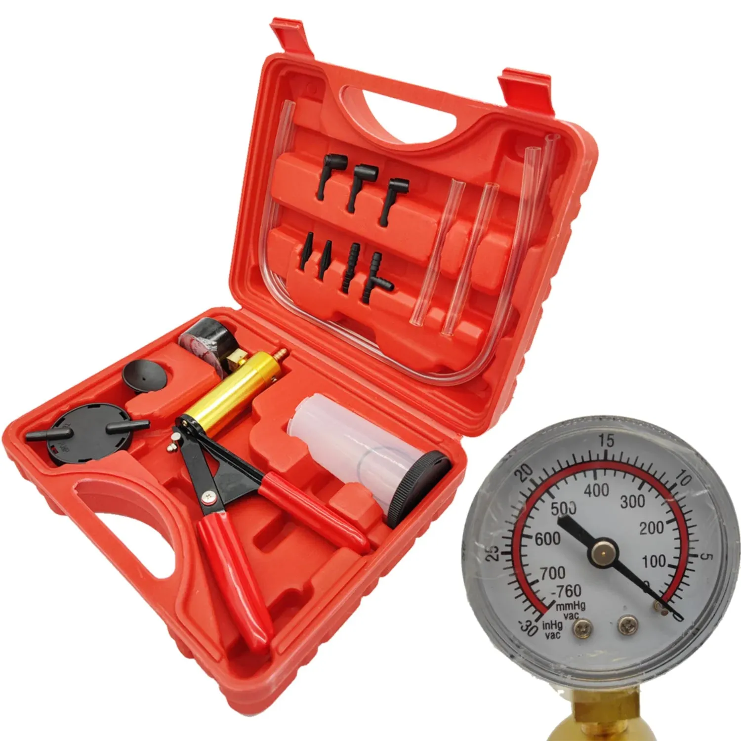 Hand Held Vacuum Pressure Pump Tester Set Brake Fluid Bleeder Bleeding Kit   Box