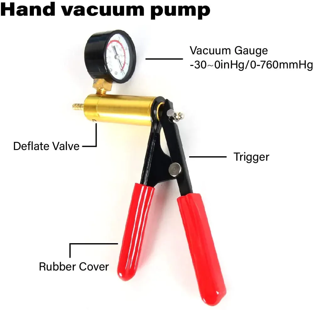 Hand Held Vacuum Pressure Pump Tester Set Brake Fluid Bleeder Bleeding Kit   Box