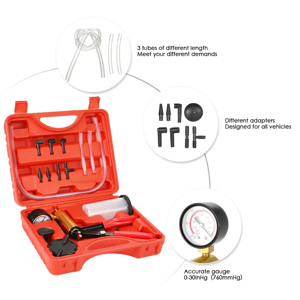 Hand Held Vacuum Pressure Pump Tester Set Brake Fluid Bleeder Bleeding Kit   Box